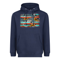 Navy serape cowhide sunflower background Heavyweight Hoodie - AdoDesignShop