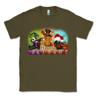 Army Green happy hallothanksmas gnomes Classic Tee - CowGirlArtShop