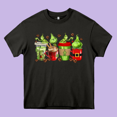 Grinch Coffee Cups Heavy Core Tee Designed By Texasbilliewilder