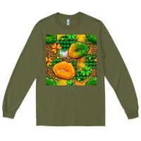 Army Green Irish lips seamless pattern digital paper Long Sleeve Tee - BundleAndBundleShop