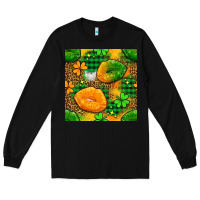 Black Irish lips seamless pattern digital paper Long Sleeve Tee - BundleAndBundleShop