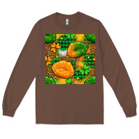 Chestnut Irish lips seamless pattern digital paper Long Sleeve Tee - BundleAndBundleShop