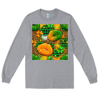 Heather Grey Irish lips seamless pattern digital paper Long Sleeve Tee - BundleAndBundleShop