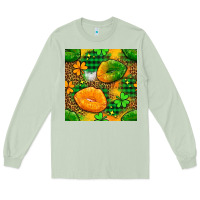 Matcha Irish lips seamless pattern digital paper Long Sleeve Tee - BundleAndBundleShop