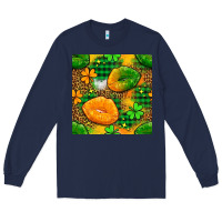 Navy Irish lips seamless pattern digital paper Long Sleeve Tee - BundleAndBundleShop