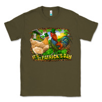 Army Green It's St. Patrick's Day Rooster And Chicken Classic Tee - RanaPortraitStore