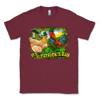 Burgundy It's St. Patrick's Day Rooster And Chicken Classic Tee - RanaPortraitStore