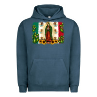 Pigment Midnight Navy mexican flag our lady of guadalupe Urban Hoodie - JahusDesignShop