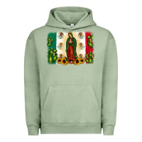 Pigment Oil Green mexican flag our lady of guadalupe Urban Hoodie - JahusDesignShop