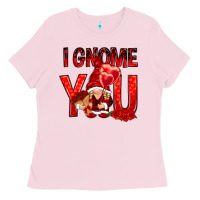 Bubblegum Pink I gnome you with roses Valentine's Day Ladies Tee - HowdyJamesFarm