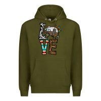 Army Green love caravan Premium Hoodie - CowhideDigitalArt