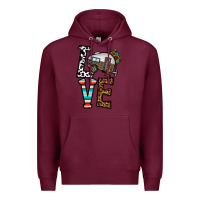 Burgundy love caravan Premium Hoodie - CowhideDigitalArt