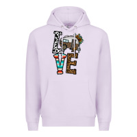 Lilac love caravan Premium Hoodie - CowhideDigitalArt