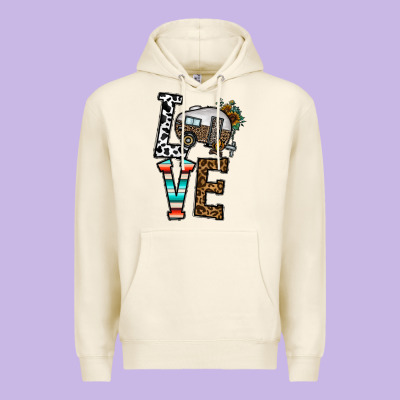 Love Caravan Premium Hoodie Designed By Cowhidedigitalart