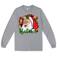 Heather Grey Believe And Santa Long Sleeve Tee - BundleAndBundleShop