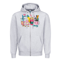 Heather Grey teacher coffee cup Zipper Hoodie - AdoDesignShop