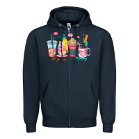 Navy teacher coffee cup Zipper Hoodie - AdoDesignShop