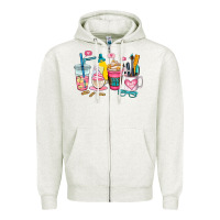 Oatmeal Heather teacher coffee cup Zipper Hoodie - AdoDesignShop