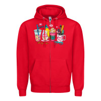 Red teacher coffee cup Zipper Hoodie - AdoDesignShop