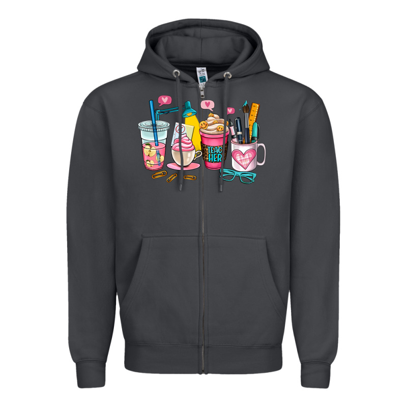 Teacher Coffee Cup Zipper Hoodie by AdoDesignShop | Teevron