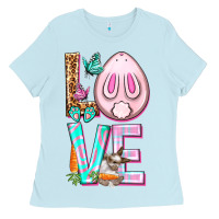 Baby Blue Love Rabbit Easter Day Ladies Tee - HowdyJamesFarm