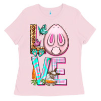 Bubblegum Pink Love Rabbit Easter Day Ladies Tee - HowdyJamesFarm