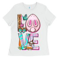 White Love Rabbit Easter Day Ladies Tee - HowdyJamesFarm