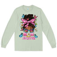 Matcha Mom Is A Fighter And Afro Messy Bun Mom Long Sleeve Tee - BundleAndBundleShop