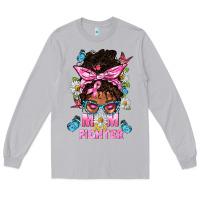 Moon Dust Mom Is A Fighter And Afro Messy Bun Mom Long Sleeve Tee - BundleAndBundleShop