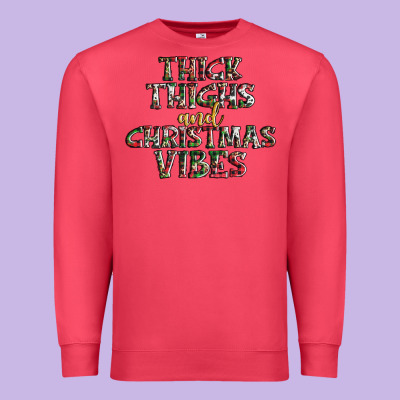 Thick Thighs And Christmas Vibes Premium Sweatshirt Designed By Adodesignshop
