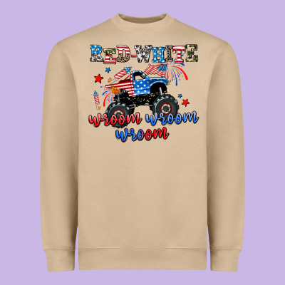 Red White Wroom Wroom Wroom Heavyweight Sweatshirt Designed By Adodesignshop