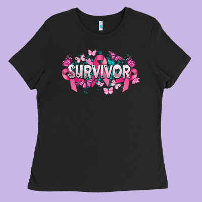 Cancer Survivor Cancer Awareness Ladies Tee Designed By Howdyjamesfarm