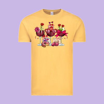 Valentine's Day Wine Glasses Vintage Tee Designed By Oliviacreatesart