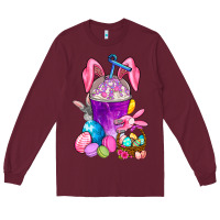 Burgundy Easter Coffee Cup Long Sleeve Tee - BundleAndBundleShop