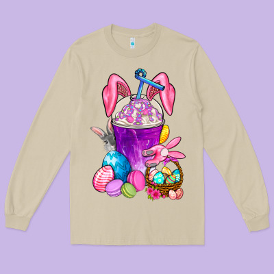 Easter Coffee Cup Long Sleeve Tee Designed By Bundleandbundleshop