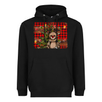 Black reindeer trees background Heavyweight Hoodie - AdoDesignShop