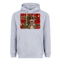 Heather Grey reindeer trees background Heavyweight Hoodie - AdoDesignShop
