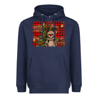 Navy reindeer trees background Heavyweight Hoodie - AdoDesignShop