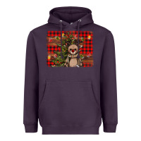 Plum reindeer trees background Heavyweight Hoodie - AdoDesignShop