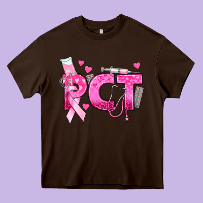 Breast Cancer Pct Patient Care Technician Heavy Core Tee Designed By Texasbilliewilder