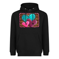 Black valentine's day hearts turquoise heart Heavyweight Hoodie - AdoDesignShop