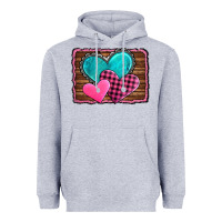 Heather Grey valentine's day hearts turquoise heart Heavyweight Hoodie - AdoDesignShop