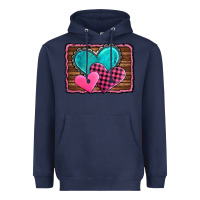 Navy valentine's day hearts turquoise heart Heavyweight Hoodie - AdoDesignShop