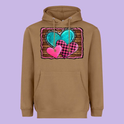 Valentine's Day Hearts Turquoise Heart Heavyweight Hoodie Designed By Adodesignshop