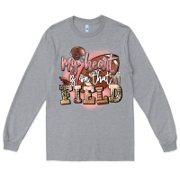 Heather Grey my heart is on that field Long Sleeve Tee - FaDigitalArtStudio