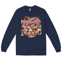 Navy my heart is on that field Long Sleeve Tee - FaDigitalArtStudio