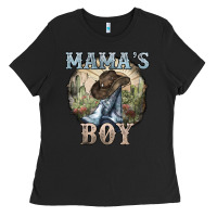 Black Mama's Boy western Cowboy boots cactus Ladies Tee - HowdyJamesFarm