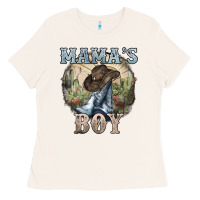 Bone Mama's Boy western Cowboy boots cactus Ladies Tee - HowdyJamesFarm