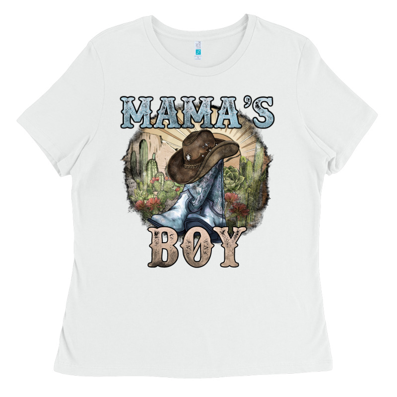 Mama's Boy Western Cowboy Boots Cactus Ladies Tee by HowdyJamesFarm | Teevron