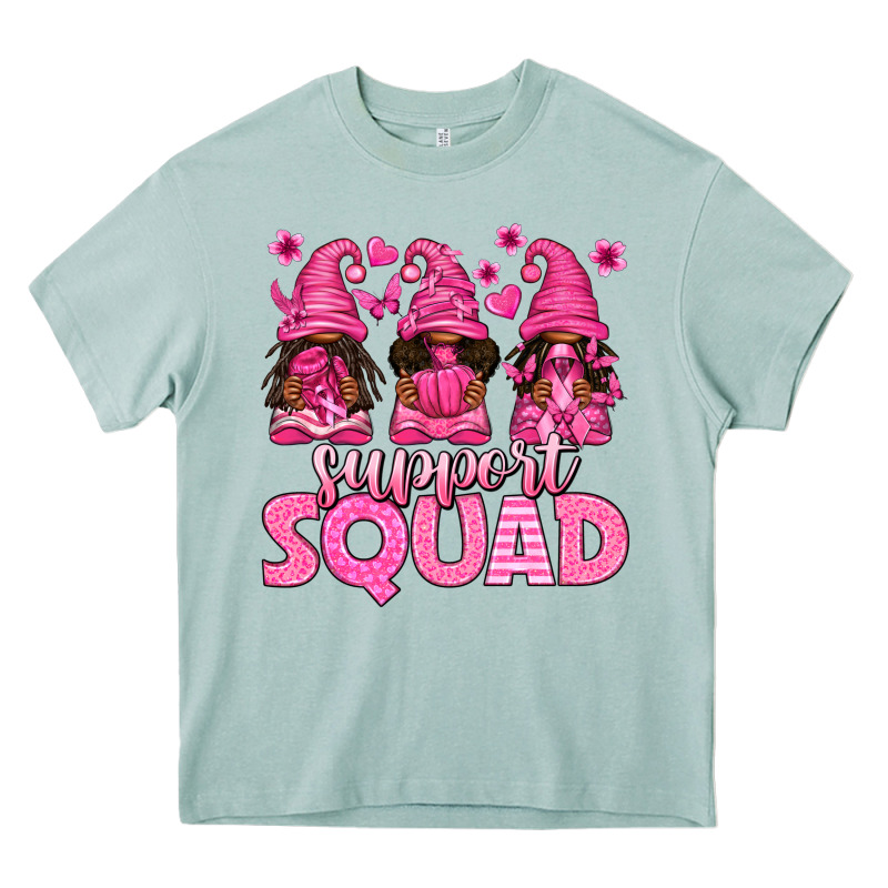 Breast Cancer Afro Gnomies Support Squad Heavy Core Tee by texasbilliewilder | Teevron